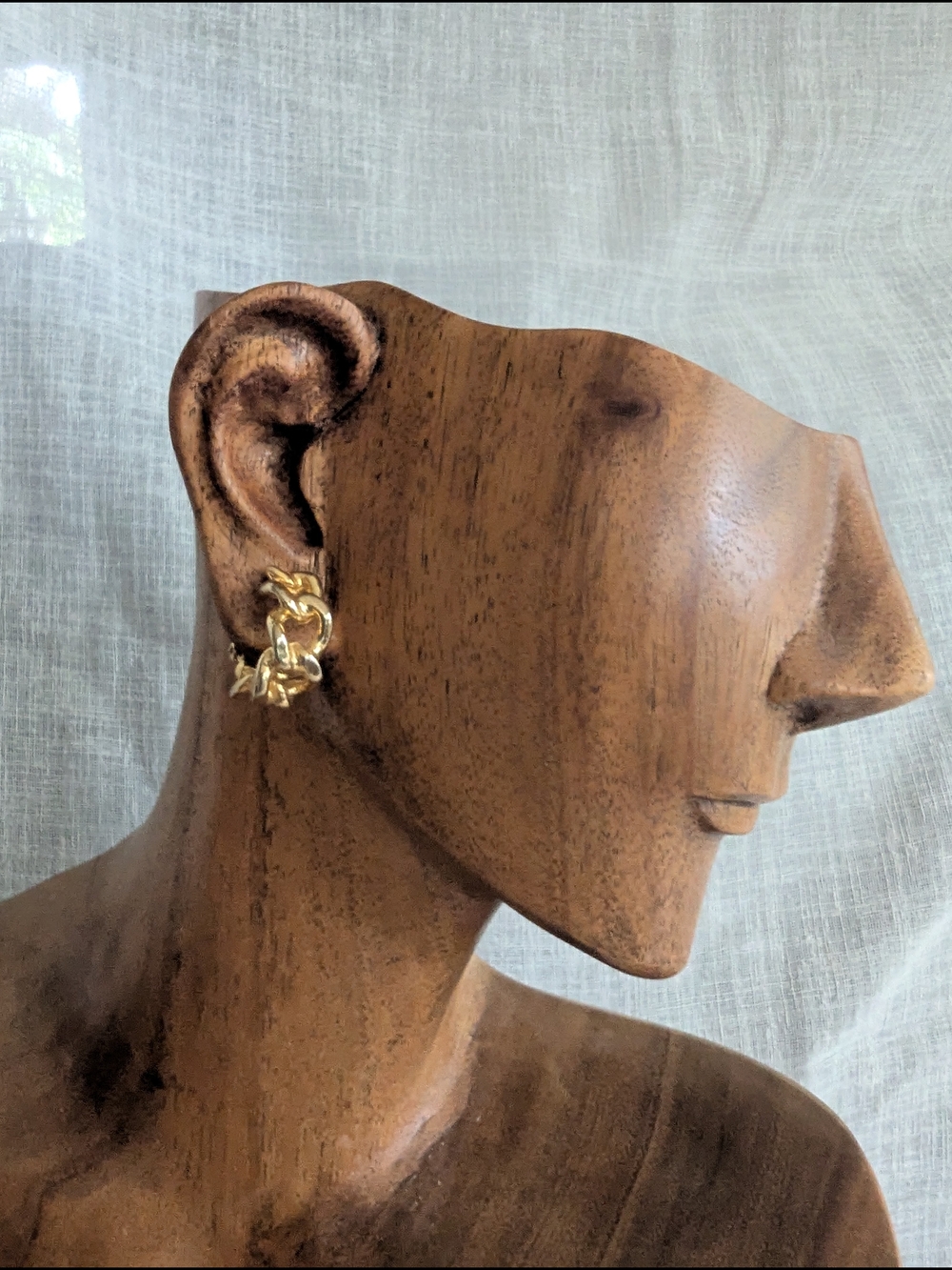 Yves Saint Laurent Gold Chain Link Hoop Clip Earrings Vintage